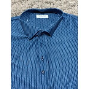 Collars & Co Shirt Mens XL Blue Featherweight Geometric Dress Collar Performance